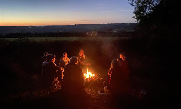 Sunset by the firepit, soon the stars will be out and appreciated in our dark skies location.